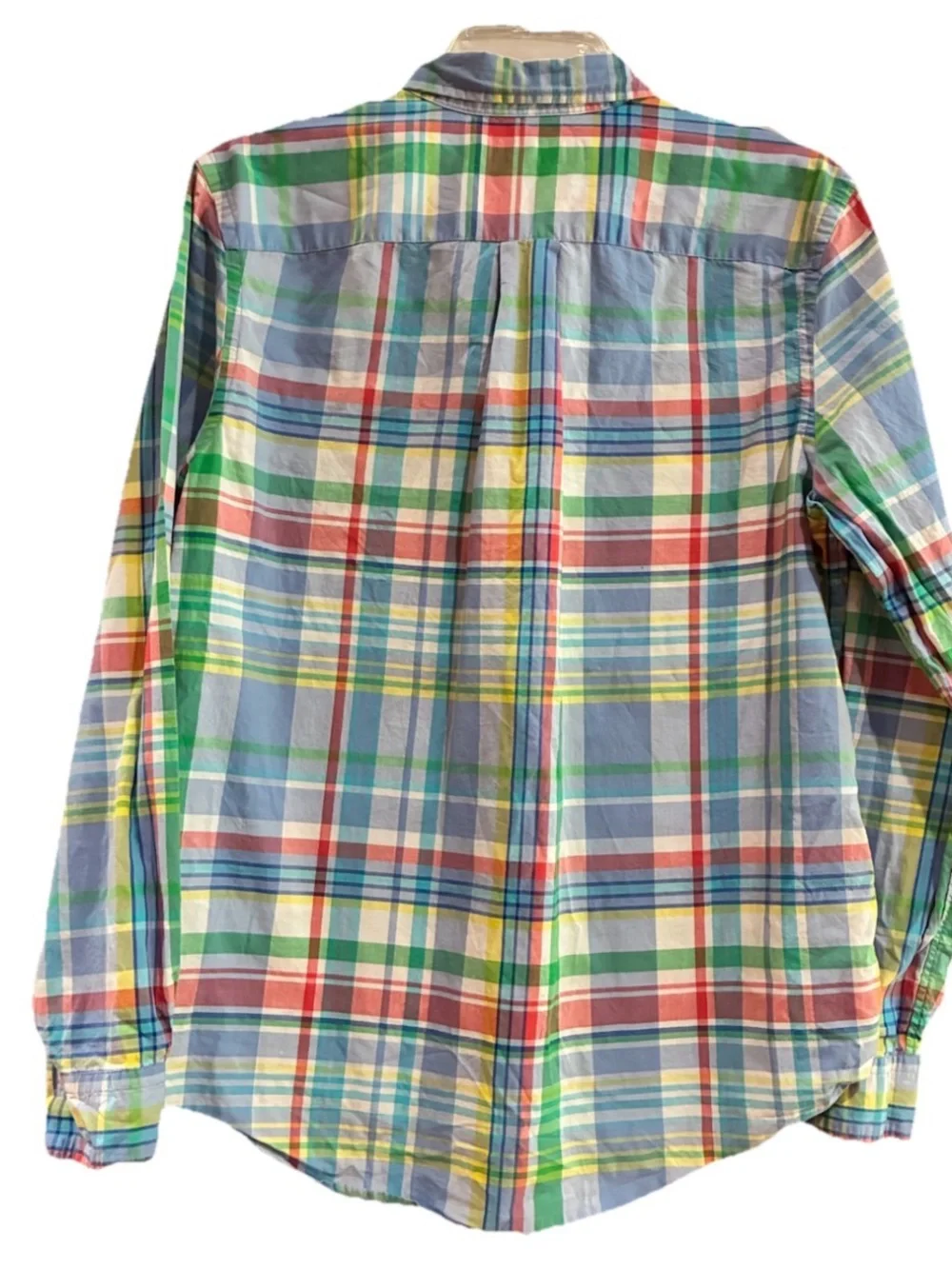 Ralph Lauren Boy’s Long Sleeve Button Down Madras Plaid Short, Size XL